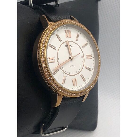 Fossil Q FTW5011 Womens Black Leather Analog White Dial Hybrid Smart Watch HK286 - Picture 3 of 9